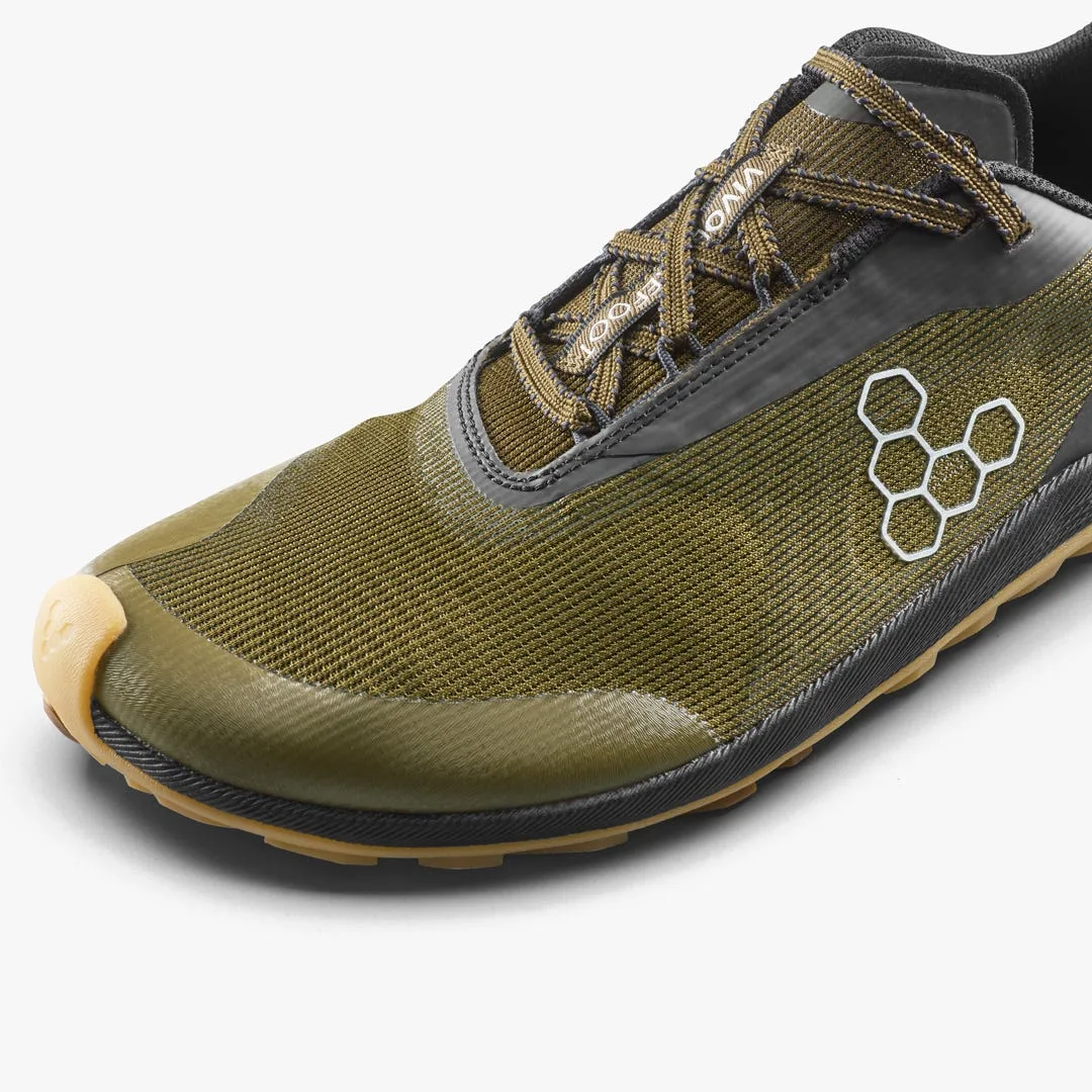 Кроссовки Vivobarefoot Primus Trail Flow — мужская модель, тёмно-оливковый с каучуковой подошвой, фото 6
