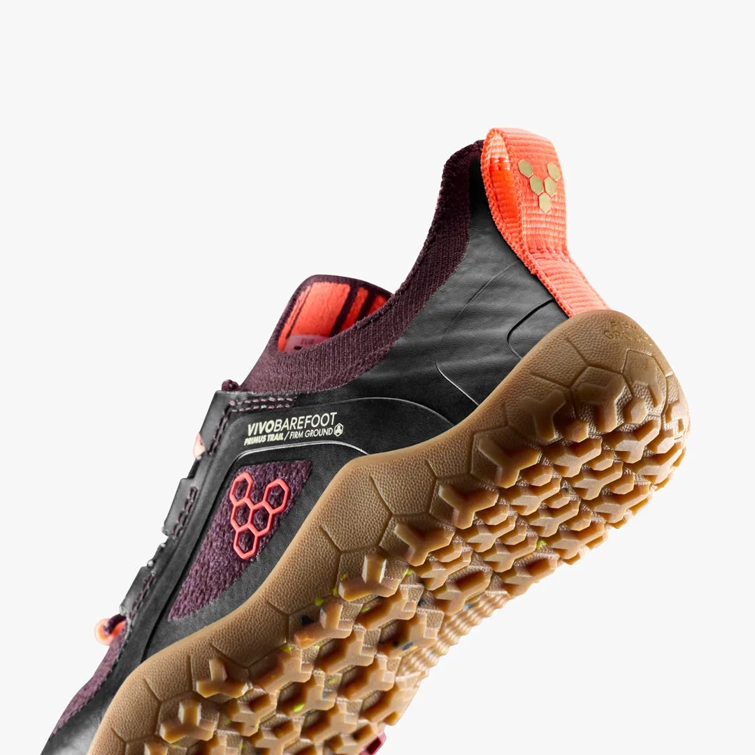 Кроссовки Vivobarefoot Primus Trail Knit FG — детская модель, тёмно-фиолетовый с красным, фото 7
